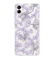 Samsung Galaxy A04  Kamera korumalı Kapak Floral Lila Tasarımlı  Şeffaf Kılıf