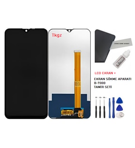 Tkgz - Oppo A12 Uyumlu Lcd Ekran Dokunmatik Servis + B-7000 + TAMİR SETİ