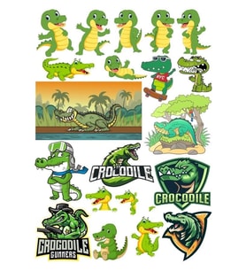 Timsah Sticker Set 11 15 Parça Telefon, Tablet, Defter, Laptop Sticker