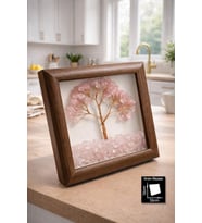 Pembe Kuvars Taşı Hayat Ağacı Tablosu 12x12mm
