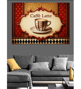 Kahve Latte Vintage Poster Dekoratif Kanvas - Mdf Ahşap Tablo