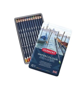 DERWENT WATERCOLOUR 12,li TENEKE KUTU su ile karıştırılabilir