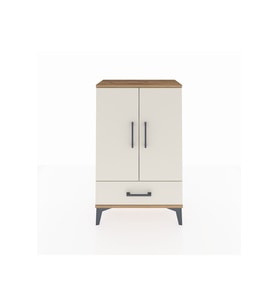 Arges Komodin 2 Raflı Tek Çekmeceli 2 Kapaklı 60x30x96 Çam-Aytaşı