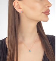 925 Ayar Gümüş Dorikalı Aquamarine Damla Kolye Küpe Set