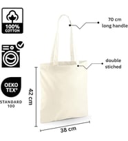 Texfix, Tote bag, Bez Çanta, Çevre Dostu Alışveriş Çantası,%100 Pamuklu Tuval, Yeniden Kullanılabilir, Market Çantası, Ekstra Güçlü Uzun Saplı Çift Dikişli Baskı için İdeal