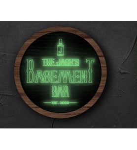 BK Gift Kişiye Özel Led Işıklı Yuvarlak Bar Tabelası, Işıklı Tabela, Bar Dekorasyonu, Duvar Dekoru, Home Bar Tabela-11