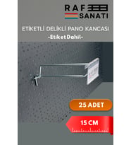 Etiketli Delikli Pano Kancası 15 CM  25 ADET  Tel Askı Kancası  Delikli Panel Raf Askısı  Fon Kancası
