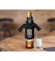 BK Gift Kişiye Özel Mini Siyah İçki Şişesi Tişörtü , Ev Bar Dekoru, Rakı, Rakı Şişesi Tişörtü, Ev Barı-1