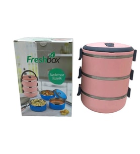 AÇIK PEMBE 3LÜ SEFER TASI SAKLAMA KABI 1.8LT (5343)