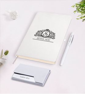BK Gift Kişiye Özel İsimli Beyaz Defter Kalem Kartvizitlik Hediye Seti-13