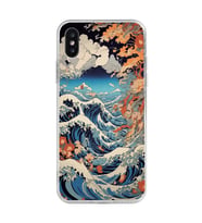 Iphone Xsmax Uyumlu Kanagawa Dalga Desenli Şeffaf Telefon Kılıfı
