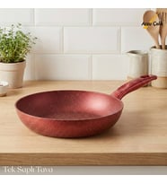 ARZU ÇELİK 26 Cm Granit Tek Saplı Tava - Kırmızı