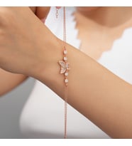 925 AYAR ROSE KAPLAMA ZİRKON TAŞLI KELEBEK GÜMÜŞ BİLEKLİK