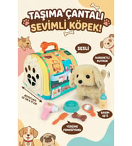 Taşıma Çantalı Sesli ve Yürüyen Peluş Oyuncak Köpek Evcil Hayvan Bakım Veteriner Seti