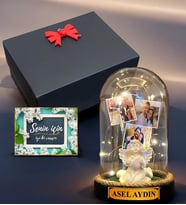 Hediye Kutusunda İsimli ve Fotoğraflı Led Işıklı Fanus, Size Özel Hediye (Model 2)