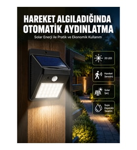 Mey İthalat® Hareket Algılamalı Solar LED Güvenlik Lambası Yeni Nesil