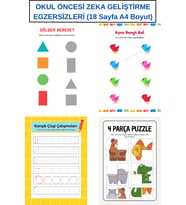 OKUL ÖNCESİ ZEKA GELİŞTİRME EGZERSİZLERİ (18 A4 Sayfası)
