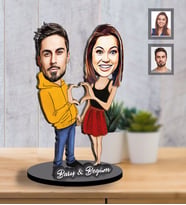 Kişiye Özel Sevgili Karikatürlü İki Katmanlı Ahşap Biblo Model 7-Eco
