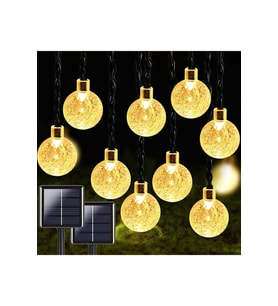 Solar Enerjili 7 Metre 50 Ledli 8 Animasyonlu Kristal Top Bahçe Balkon Teras Aydınlatma Dekor Işık