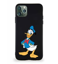 Apple iPhone 11 Pro Max Soft Premier Kapak Donald Duck-C Tasarımlı Silikon Kılıf - Siyah (Şeffaf)