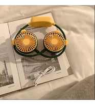 1 Adet Mini Asılı Boyun Fanı USB Ayarlanabilir Klima Boyun Bandı Fanları Açık Taşınabilir (Yeşil)