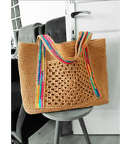 Renkli Askı Raffia Tote,  Kağıt iplik Plaj Çantası (Camel Rengi)
