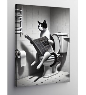 Kanvas Tablo Gazete Okuyan Kedi