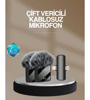 2’li Kablosuz Yaka Mikrofonu Type-C ve Lightning Uyumlu Profesyonel Set