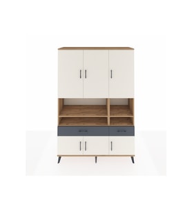 Hyperion Dolap 8 Raflı 2 Çekmeceli 6 Kapaklı 132x44x195 Çam-Aytaşı/Antrasit