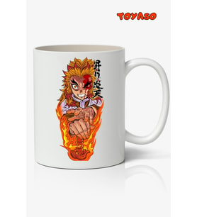 Demon Slayer İblis Keser Rengoku Anime Temalı Beyaz Kupa Bardak Sevgiliye Arkadaşa Hediye
