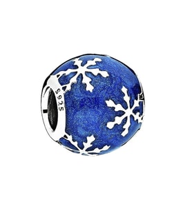 Nur Silver Mavi Taşlı Kar Taneli Gümüş Charm NUR-BL12475