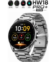 Watch HW18 Pro+ 2026 Erkek Akıllı Saat AMOLED Ekran Bluetooth Görüşme iPhone Huawei Uyumlu 8,9,10,11 Gümüş