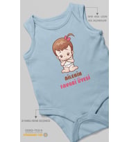 Ailenin Favori Üyesi Baskılı Bebek Zıbını – Çıtçıtlı Body  %100 Pamuk Sıfır Kol (Bebek Mavisi)