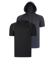 İKİLİ SET T8570 DEWBERRY KAPŞONLU ERKEK T-SHIRT-ANTRASİT-SİYAH