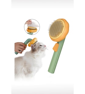 Balkabağı Tasarımlı Otomatik Temizlenen Tuşlu Evcil Hayvan Fırçası Kedi Köpek Tüy Toplayıcı Tarak (Turuncu)