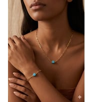 925 Ayar Gümüş Firuze Ataç Kolye Bileklik Set.rose.gold.rodaj