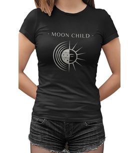 Moon Child Siyah Kadın Tshirt