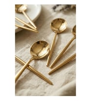 6'Lı Lüks Gold Paslanmaz Çelik Çay Kaşığı Seti (13 Cm)