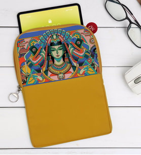BK Gift Modern Soyut Tasarımlı Taşınabilir Koruyucu Tablet Kılıfı & Organizer Çanta - Sarı-3