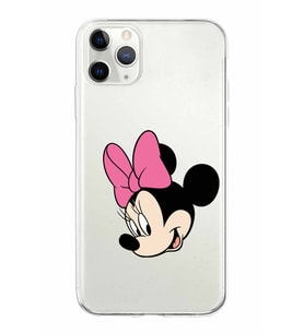 Apple iPhone 11 ProMax Uyumlu Kapak Minnie Mouse Tasarımlı Şeffaf Silikon Kılıf