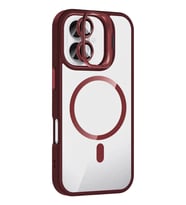 Mey İthalat® iPhone 16 Plus Remim Lensli Magsafe Standlı Kapak - Bordo