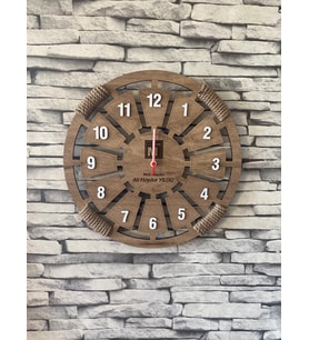 Kişiye Özel Halatlı Dekoratif Ahşap Duvar Saati 40 cm