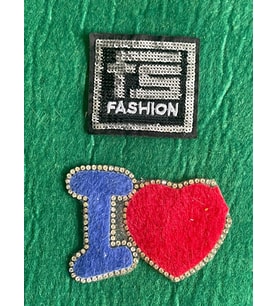 ÜTÜ İLE YAPIŞAN İKİLİ SET KALP VE FASHION APLİKE ARMA YAMA DİKİŞ VE HOBİ AKSESUARI