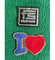 ÜTÜ İLE YAPIŞAN İKİLİ SET KALP VE FASHION APLİKE ARMA YAMA DİKİŞ VE HOBİ AKSESUARI