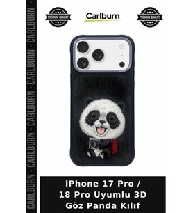 iPhone 17 Pro / 18 Pro Uyumlu 3D Göz Panda Kılıf Akıllı Telefon Modern Stil