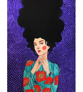 Kadın ve Çiçekli Elbise Sayılarla Boyama Seti 40x 50 cm ( Tuval Şasesine Gerili)