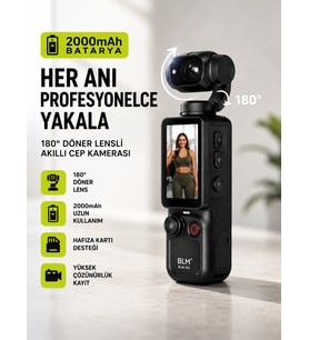 2000mAh Q7 2.5K UHD Akıllı Cep Kamerası 180° Dönebilen HD Mini Kamera Hafıza Kart Destekli