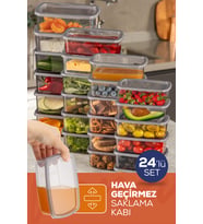 24'lü Hava Geçirmez Saklama Kabı Seti Antrasit 6x(250-500-750-1200 ML)