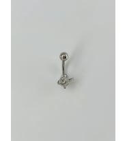 Rodyum Zirkon Taşlı Çelik Göbek Bar Uzunluğu : 13 Mm / Bar Kalınlığı 1.41 Mm / - Pg0024