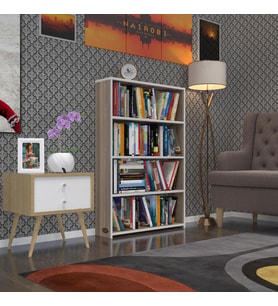 Kenzlife kitaplık süper ga 120*80*19 crd 4 katlı tek bölme ofis mutfak banyo dolabı arkalıksız (Karışık)